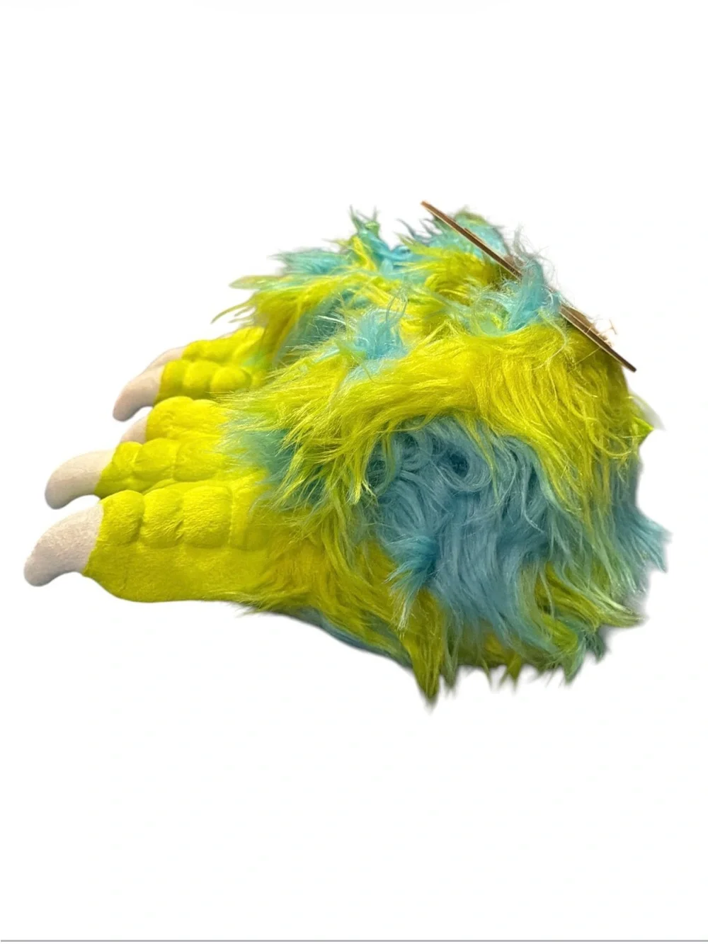 Lazy One Fuzzy Monster Claw Slippers in Lime Green & Aqua